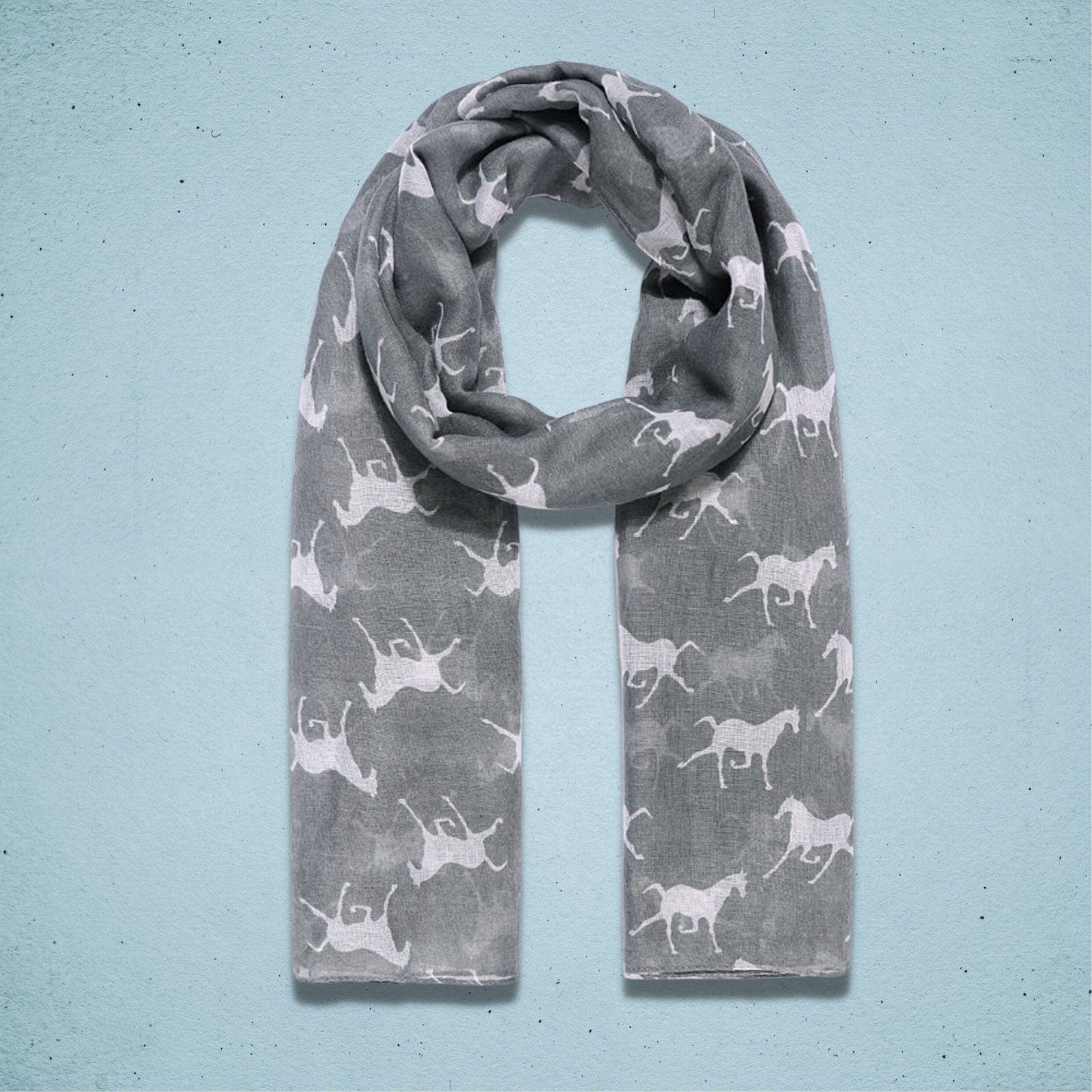 Trotting Horse Scarf Grey