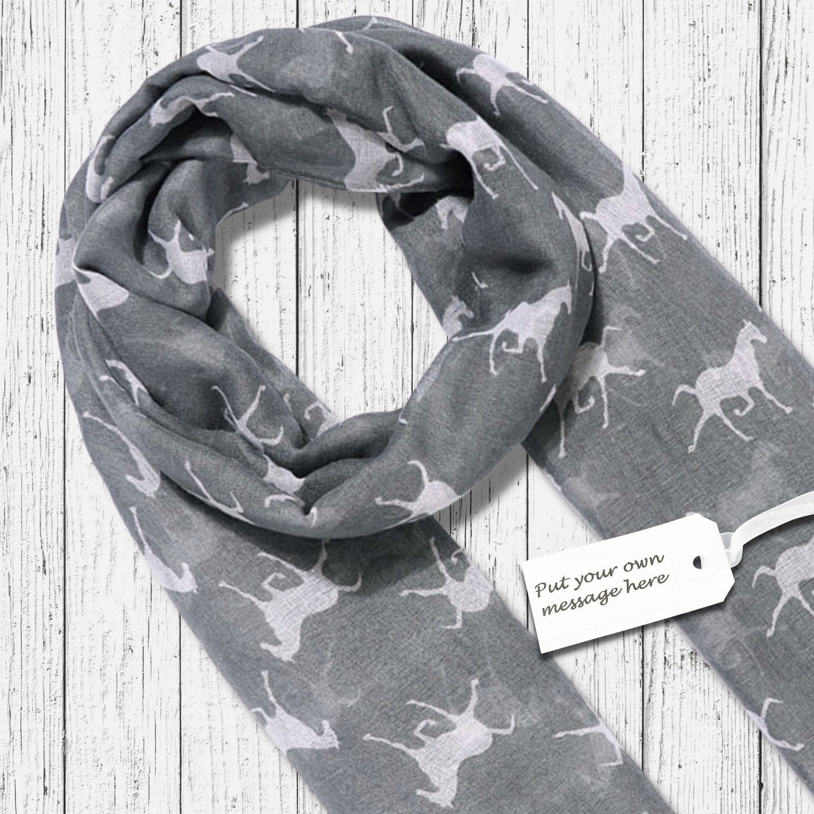 Trotting Horse Scarf Grey