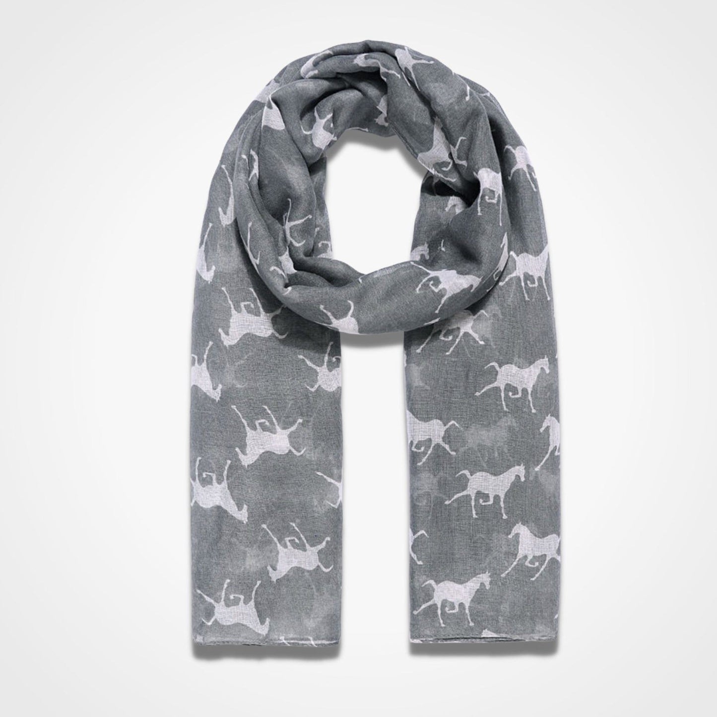 Trotting Horse Scarf Grey