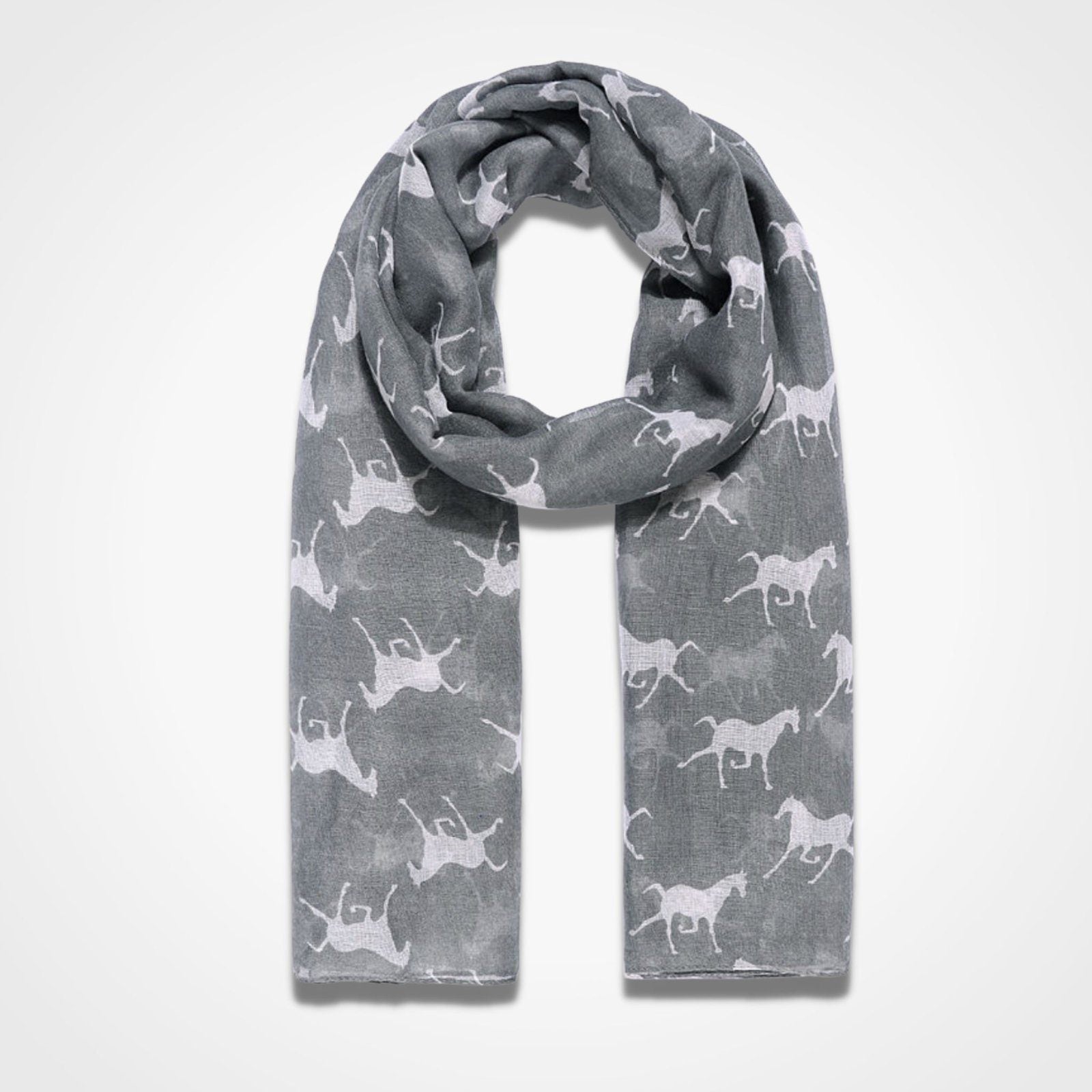 Trotting Horse Scarf Grey