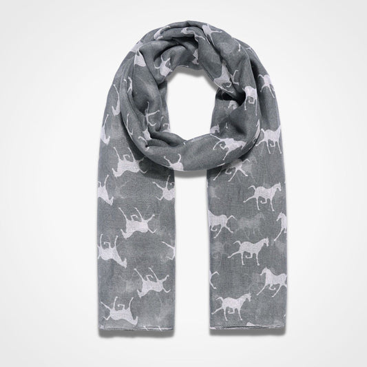 Trotting Horse Scarf Grey