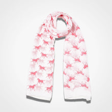 Load image into Gallery viewer, Trotting Horse Scarf White Pink

