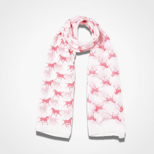 Trotting Horse Scarf White Pink