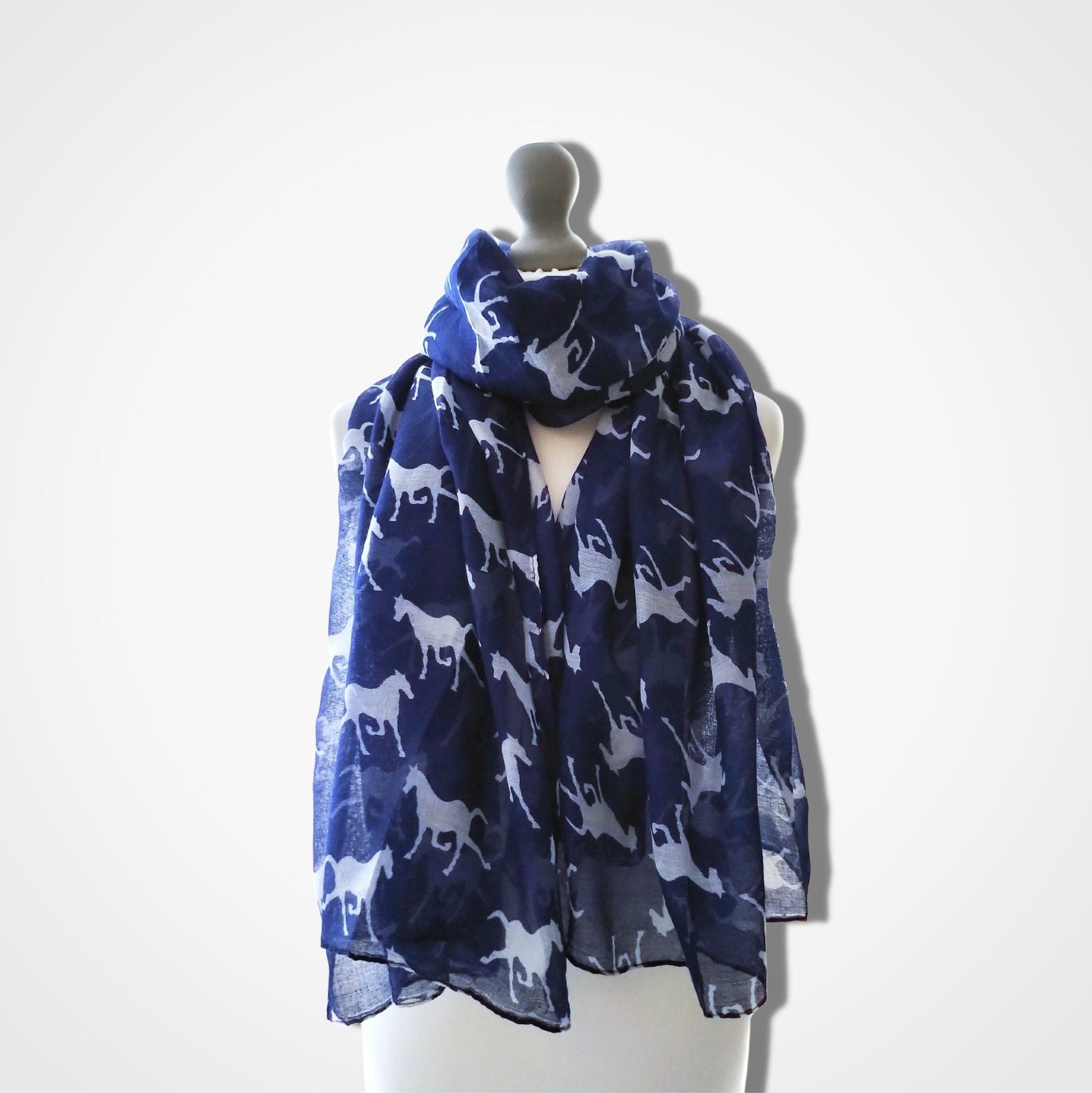 Trotting Horses Scarf Dark Blue