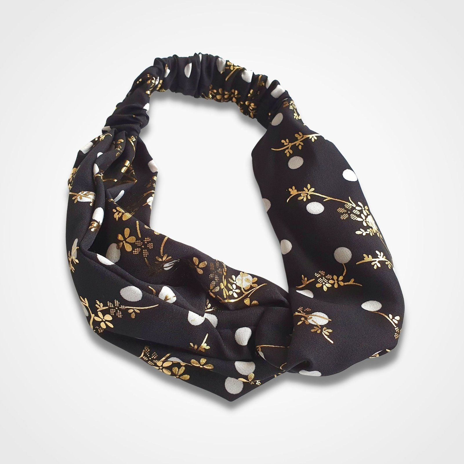 Twist Knot Headband Black Gold