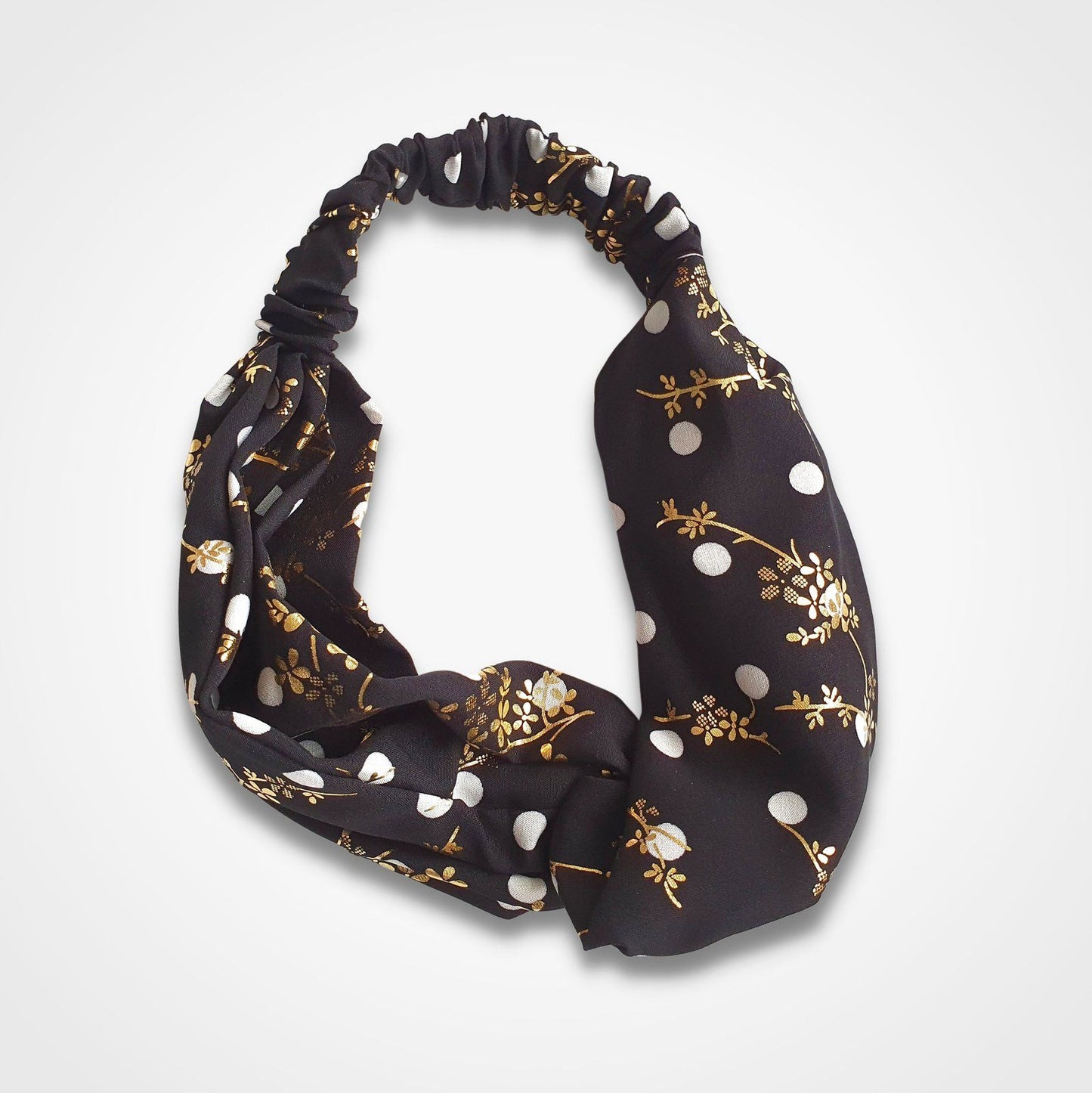 Twist Knot Headband Black Gold