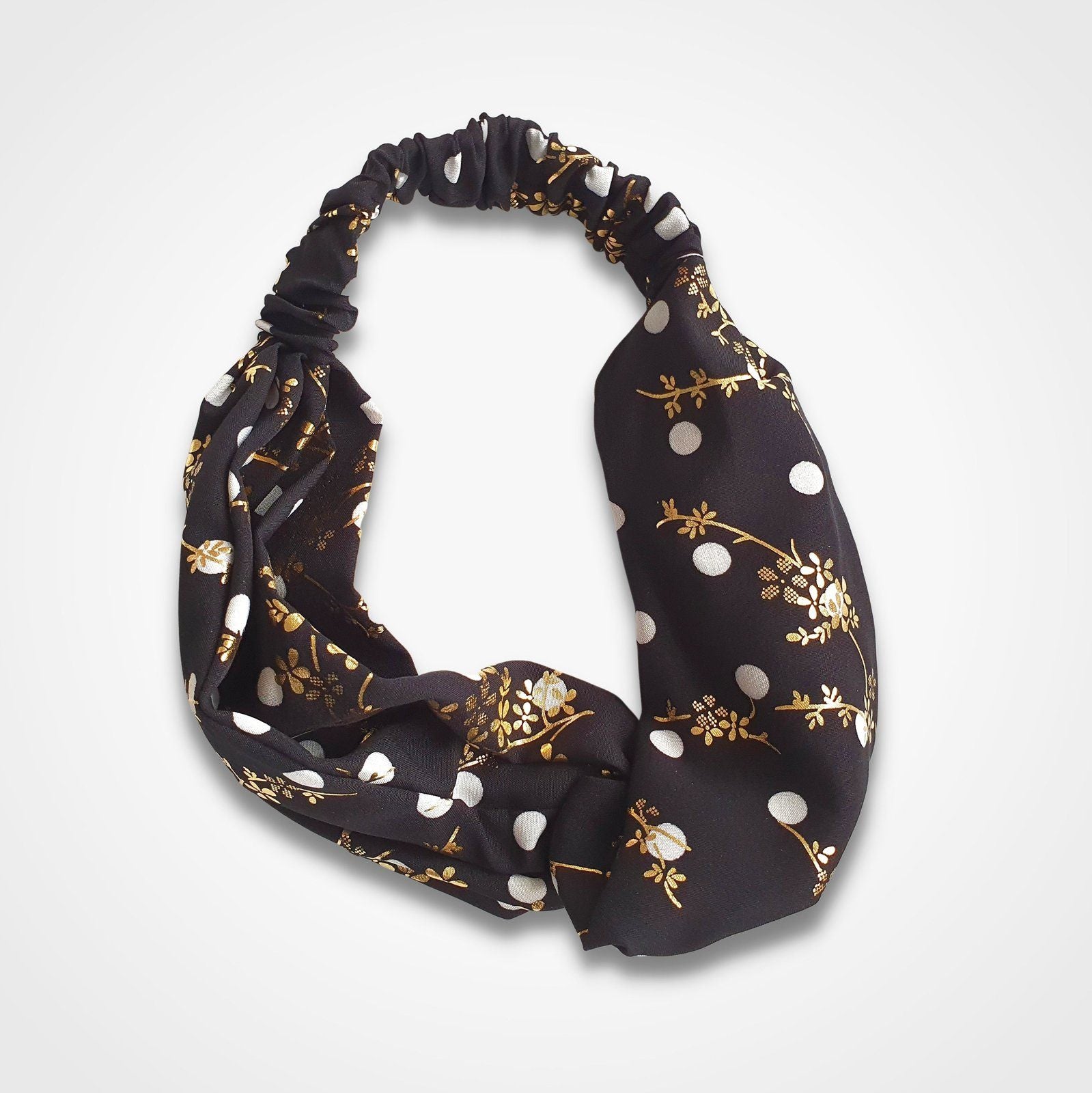 Twist Knot Headband Black Gold