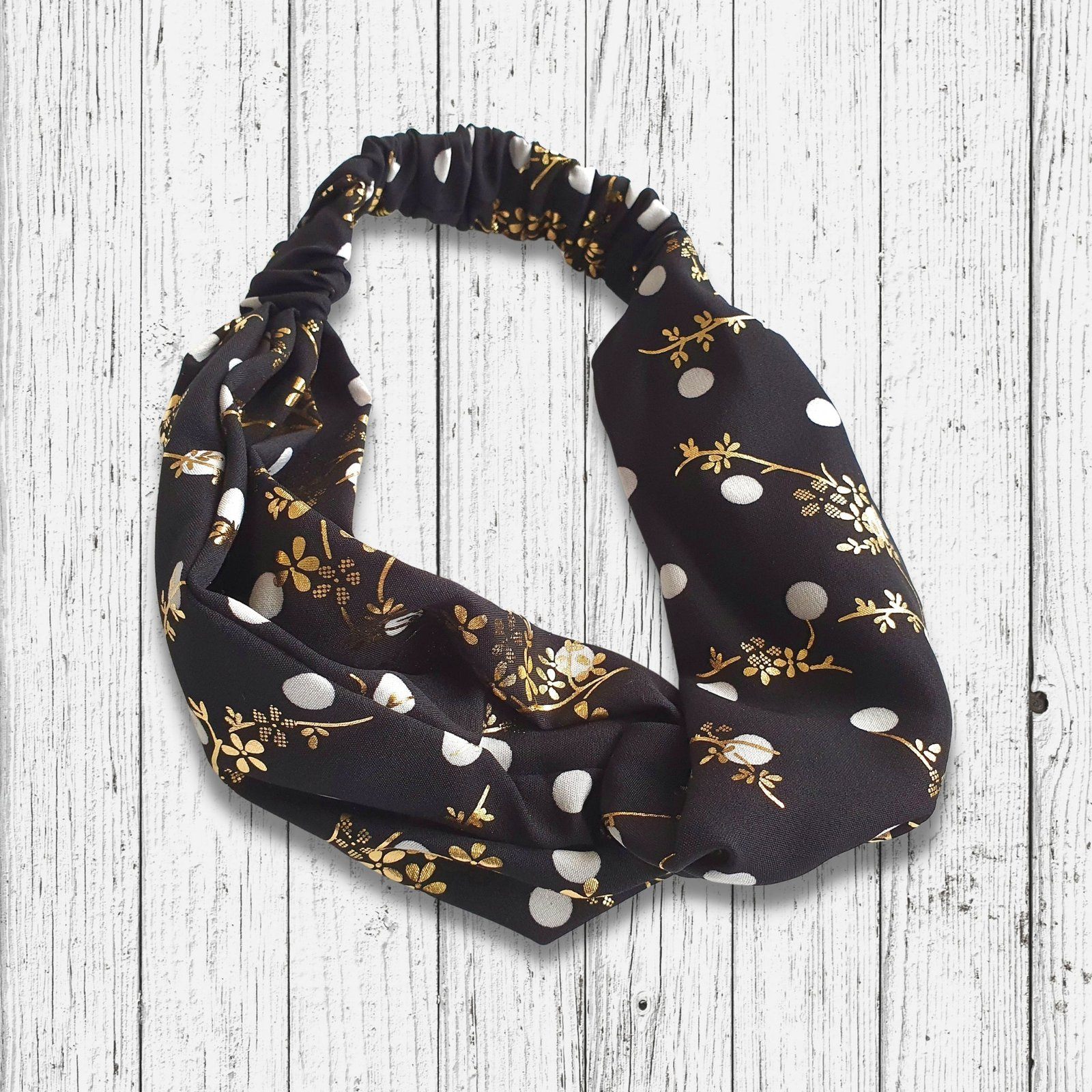 Twist Knot Headband Black Gold