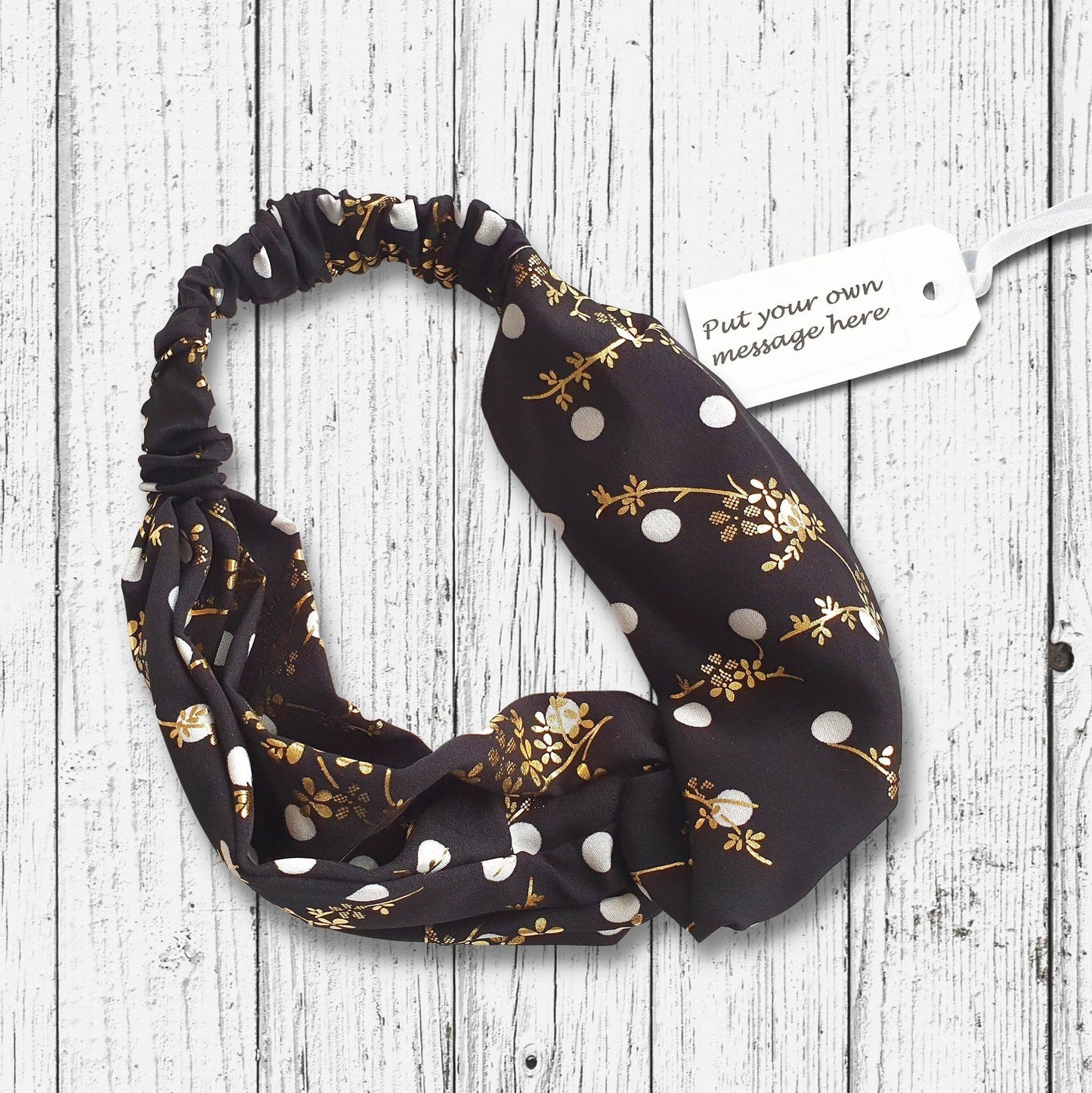 Twist Knot Headband Black Gold