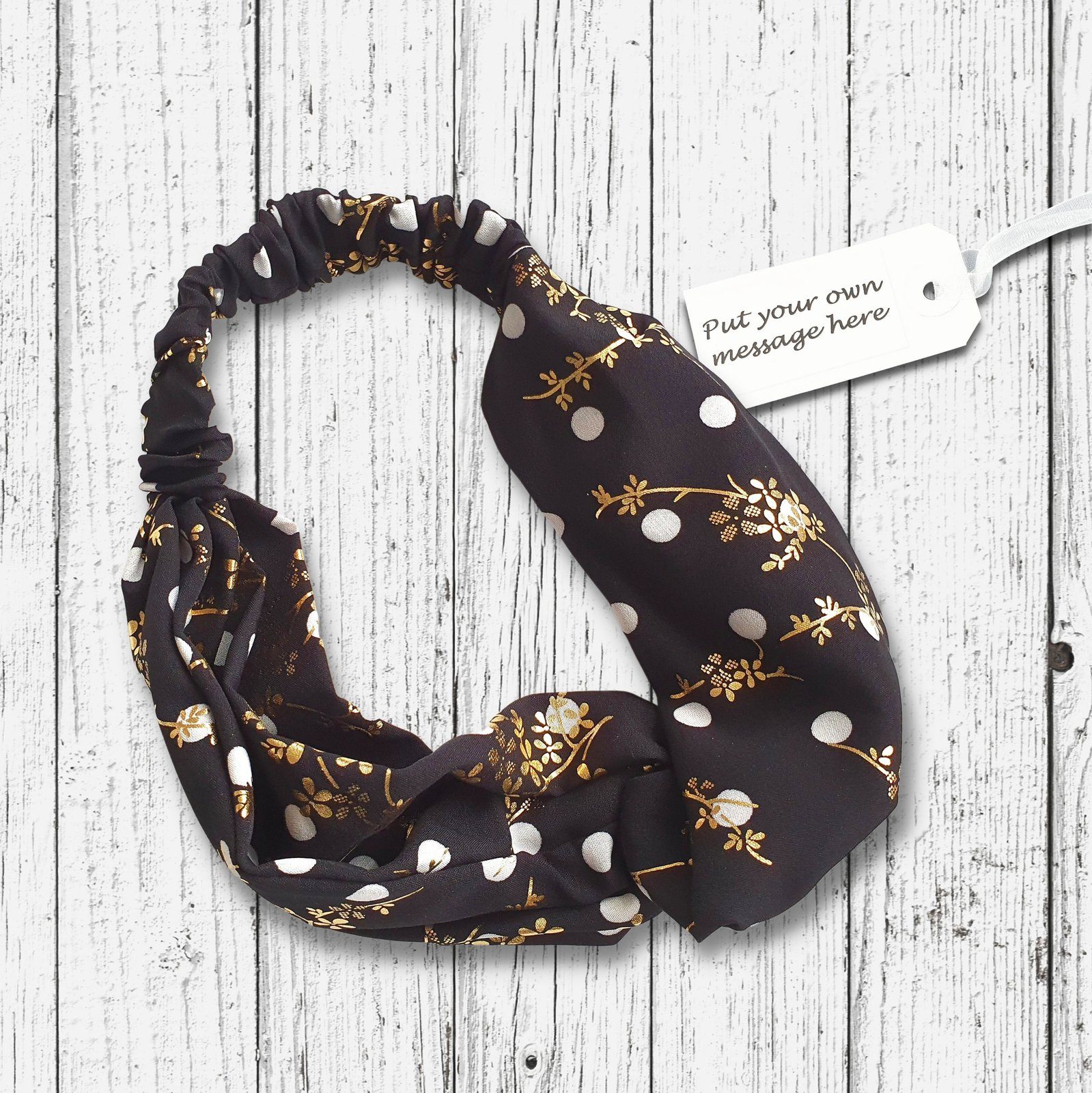 Twist Knot Headband Black Gold