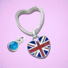 Load image into Gallery viewer, Union Jack Flag Keyring Silver Enamel
