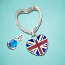 Load image into Gallery viewer, Union Jack Flag Keyring Silver Enamel
