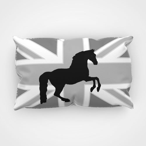 Union Jack Horse Cushion Cover Grey