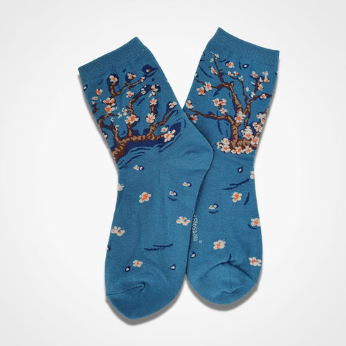 Van Gogh Almond Blossom Socks Green Blue