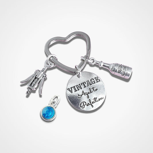 Vintage Aged Perfection Keyring Silver