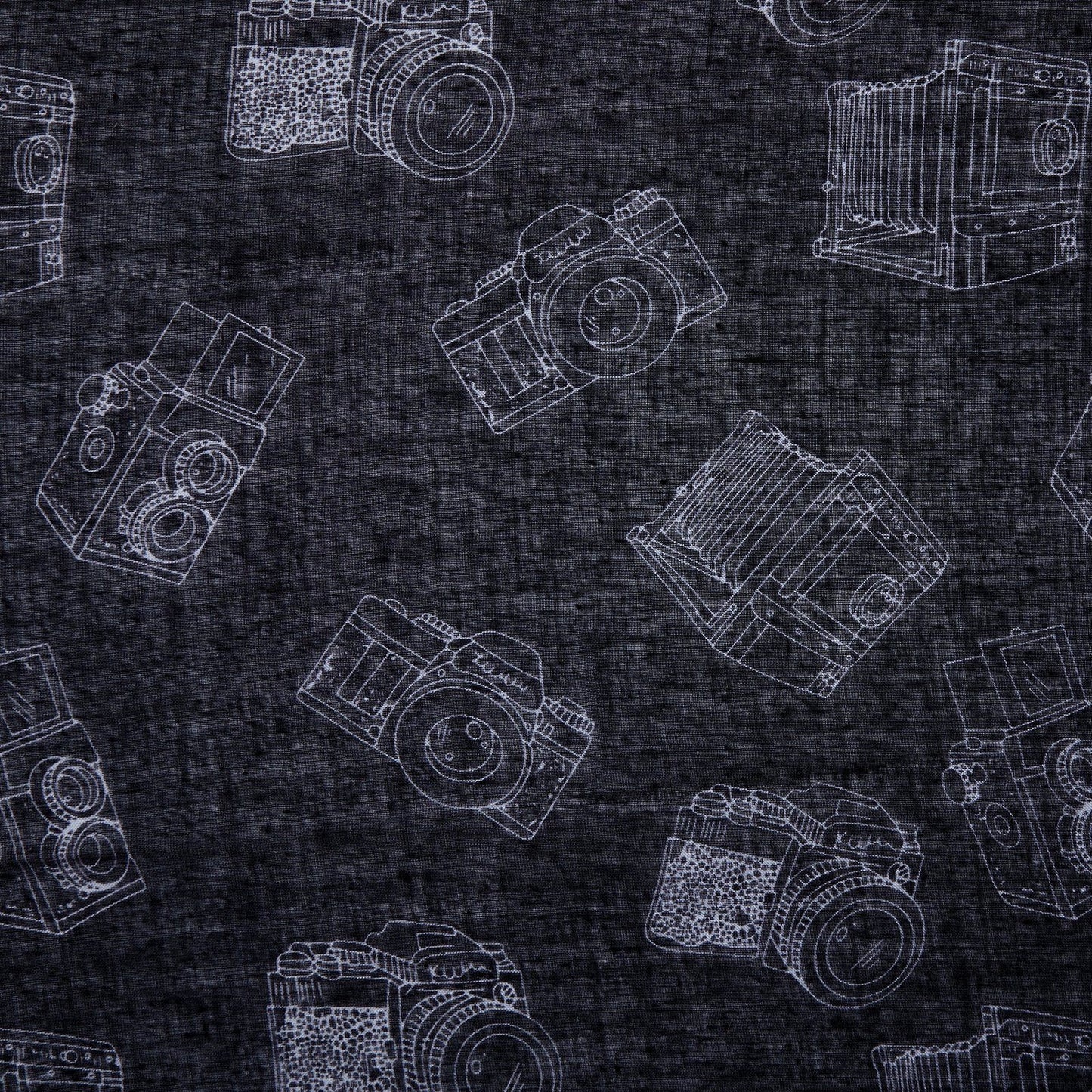 Vintage Camera Print Scarf Black