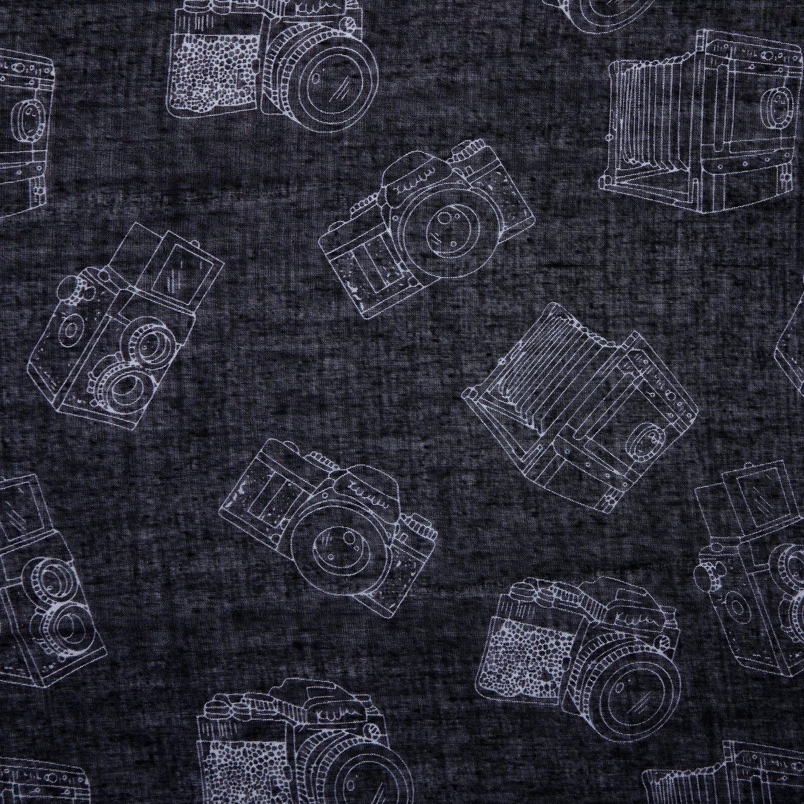 Vintage Camera Print Scarf Black