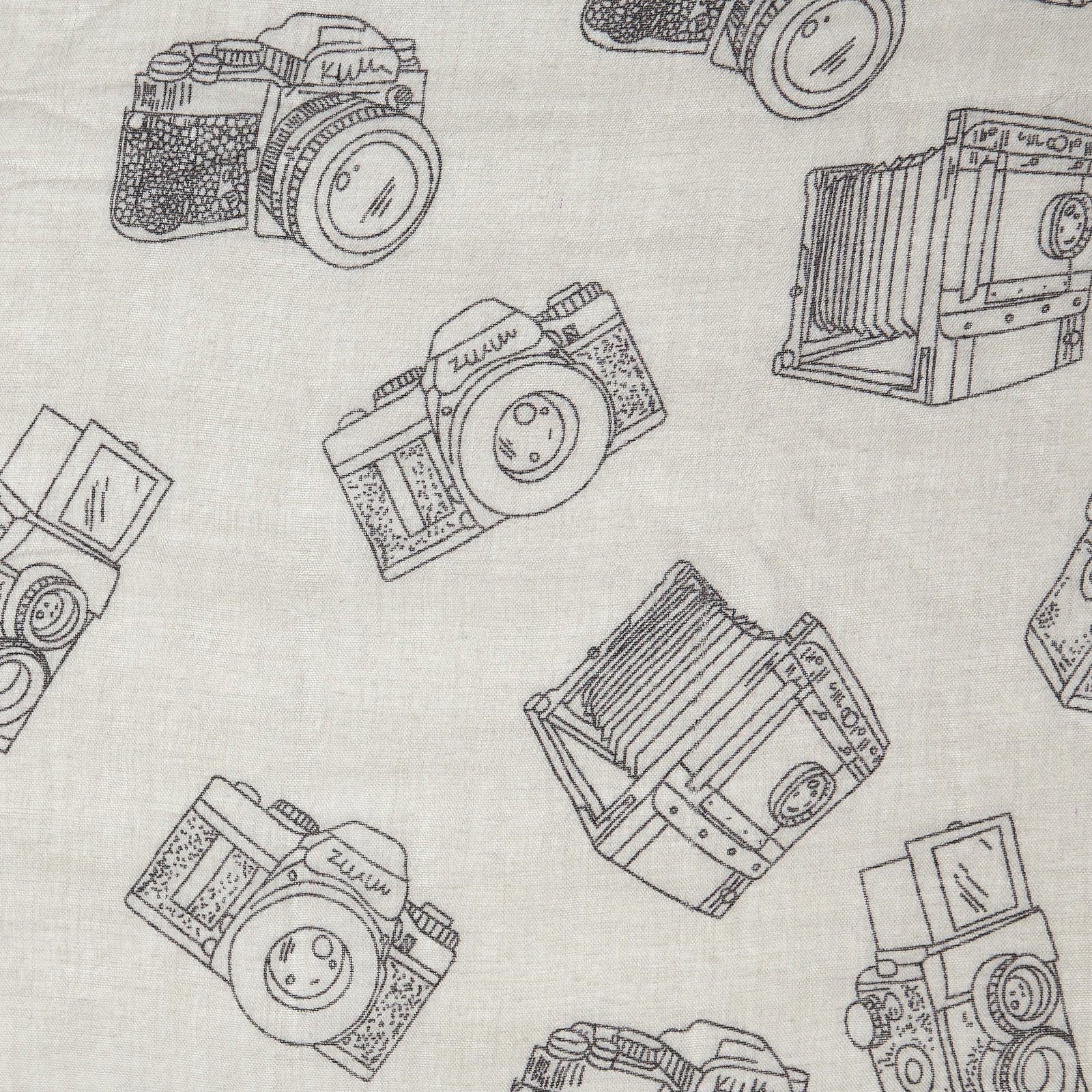 Vintage Camera Print Scarf Grey