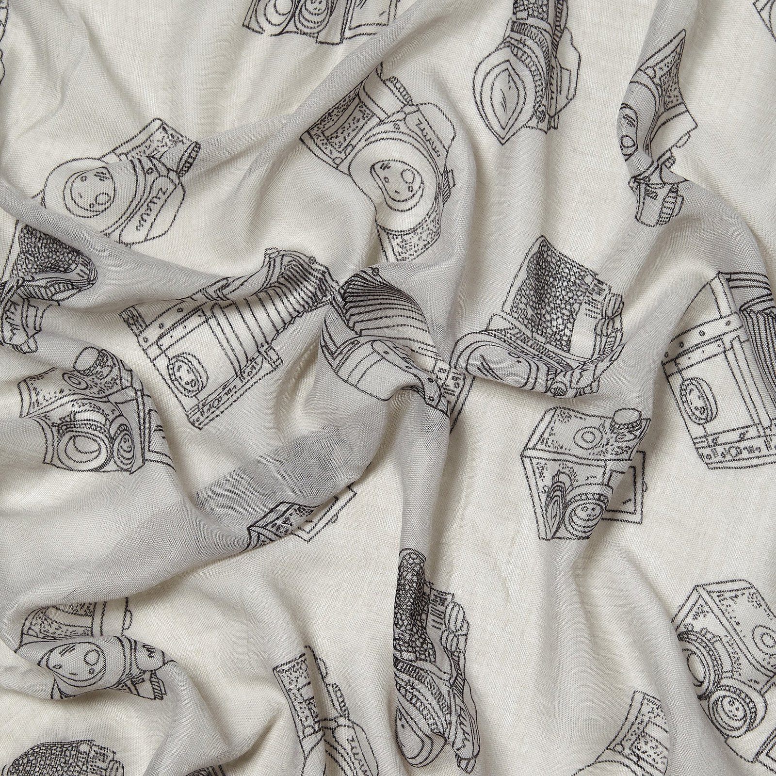 Vintage Camera Print Scarf Grey