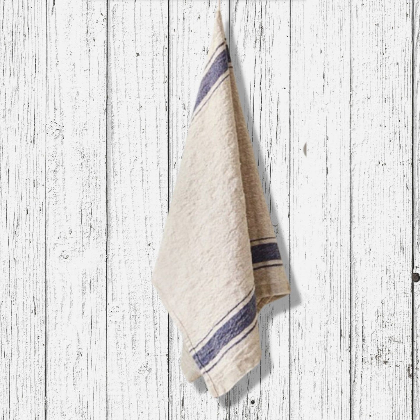 Vintage Linen Tea Towel Blue