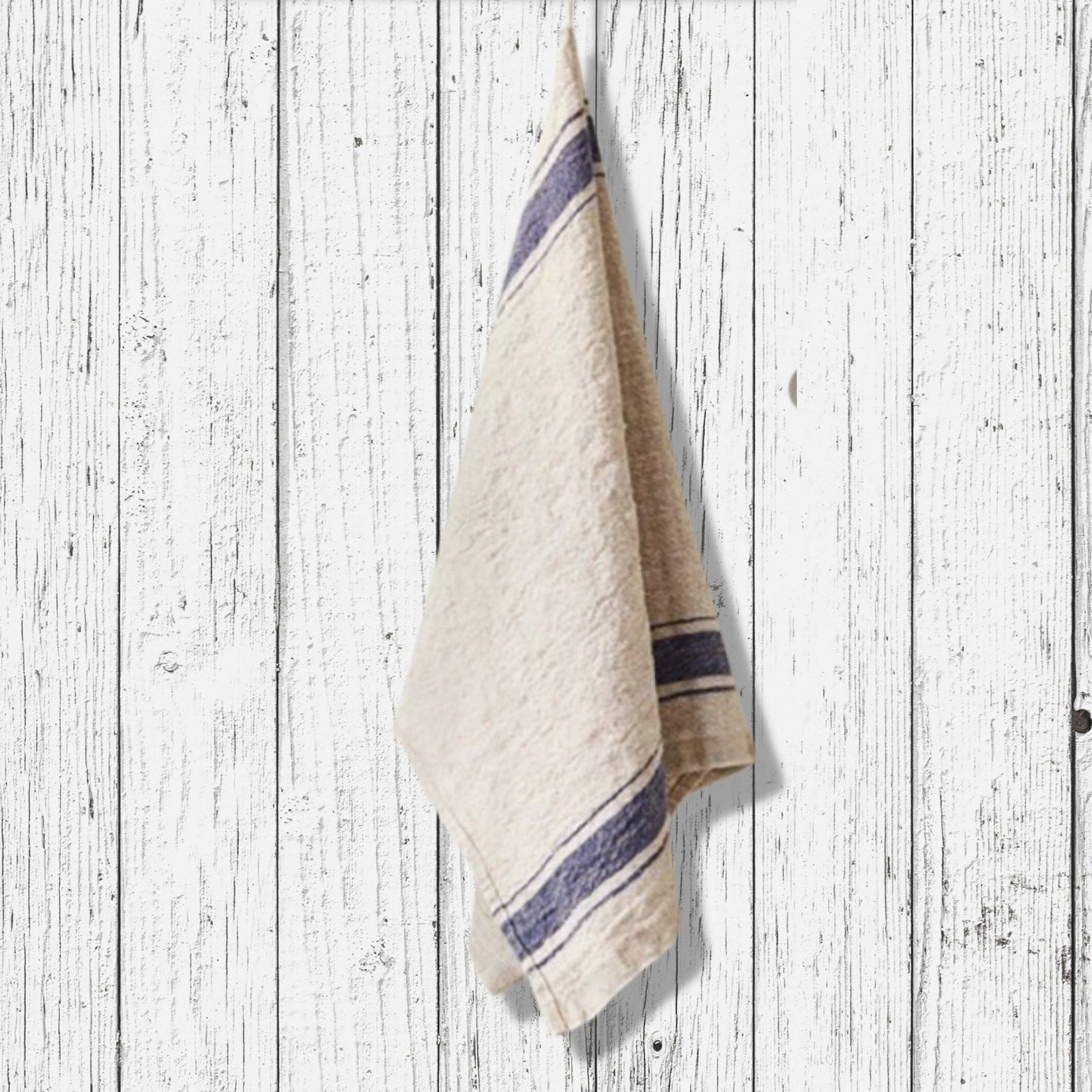 Vintage Linen Tea Towel Blue