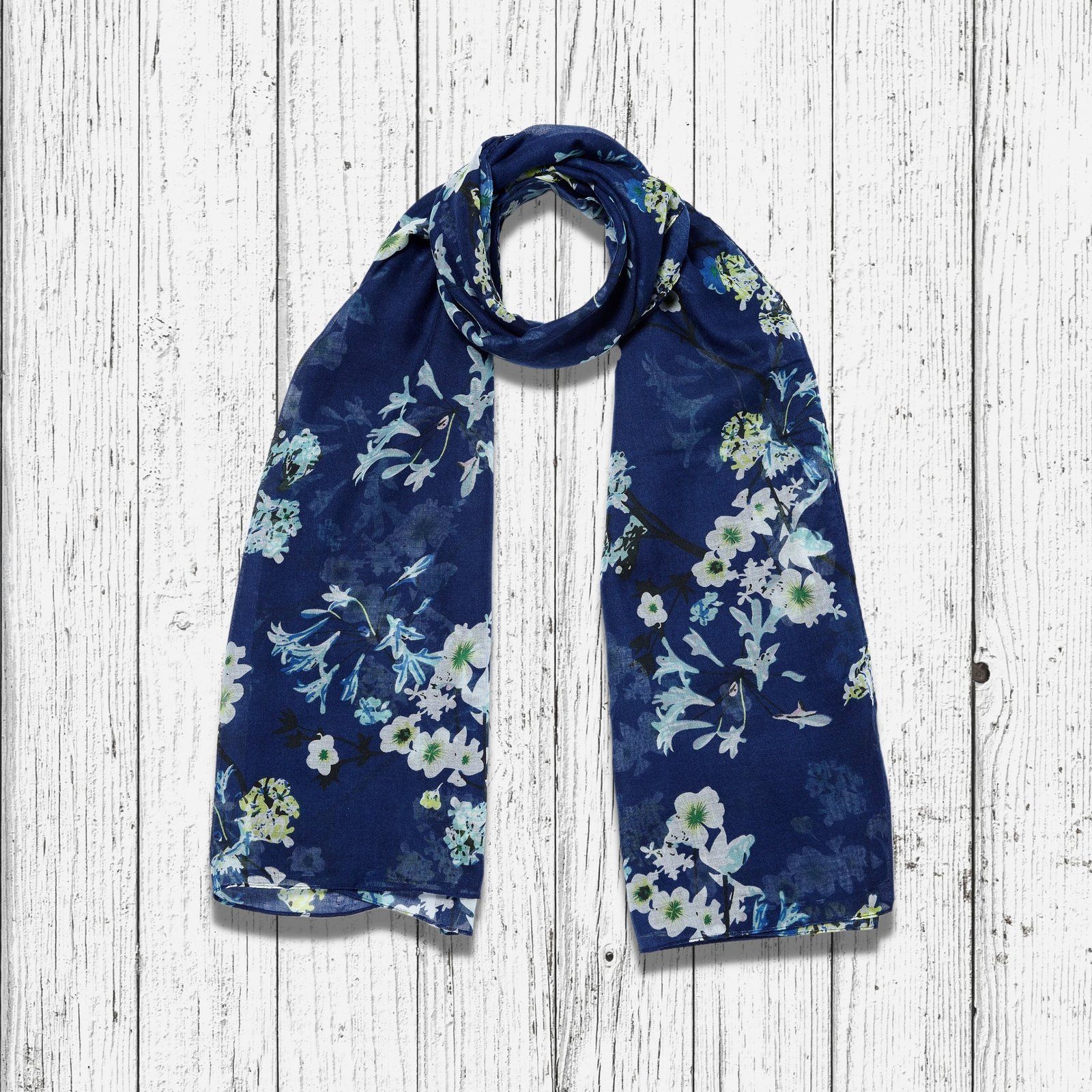Vintage Print Floral Scarf Blue