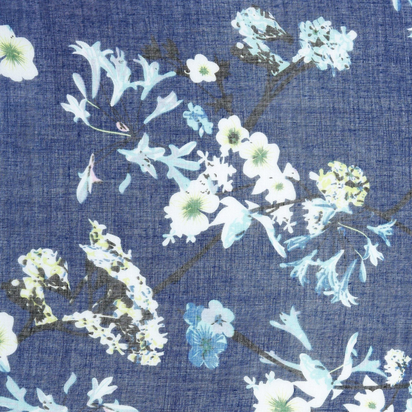 Vintage Print Floral Scarf Blue