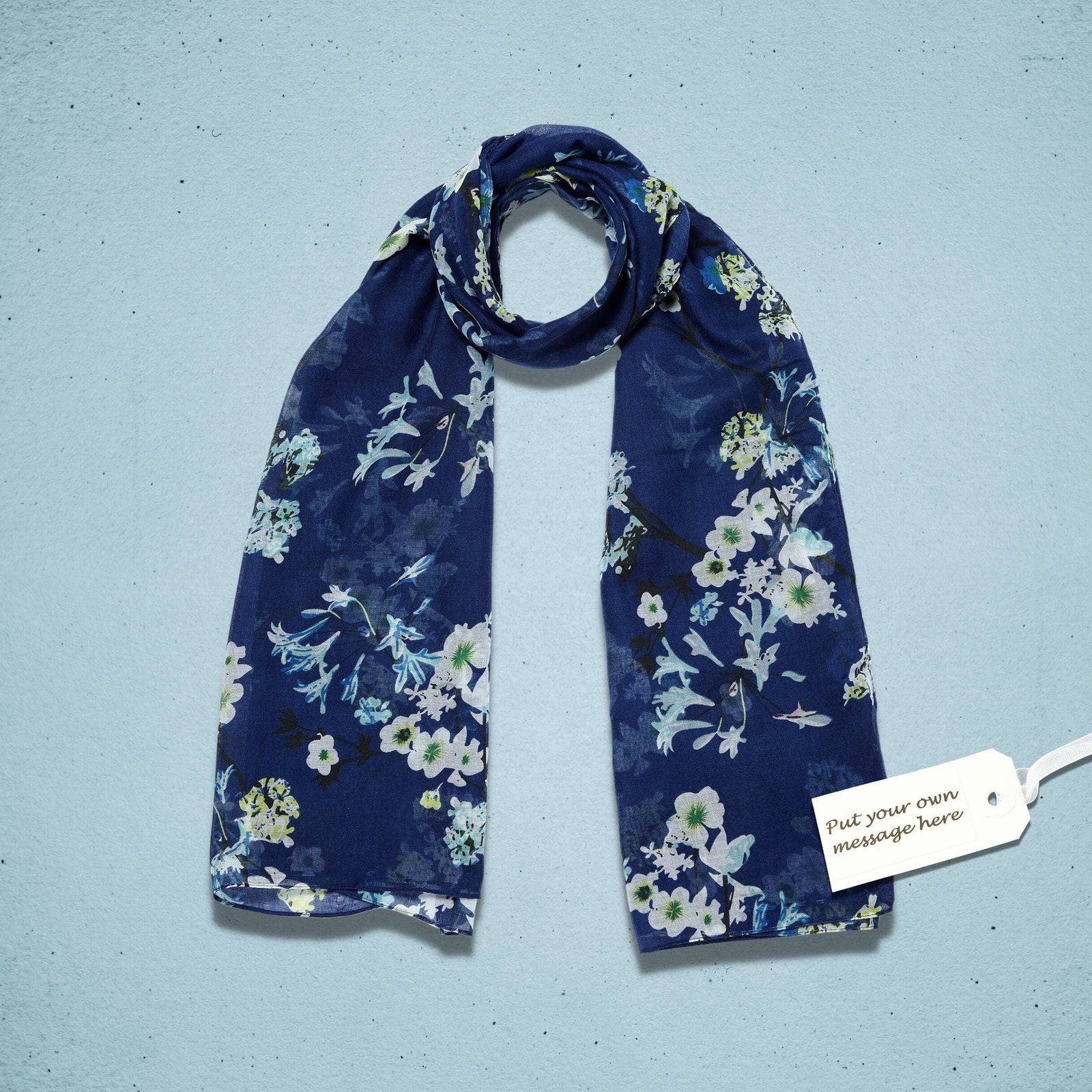 Vintage Print Floral Scarf Blue