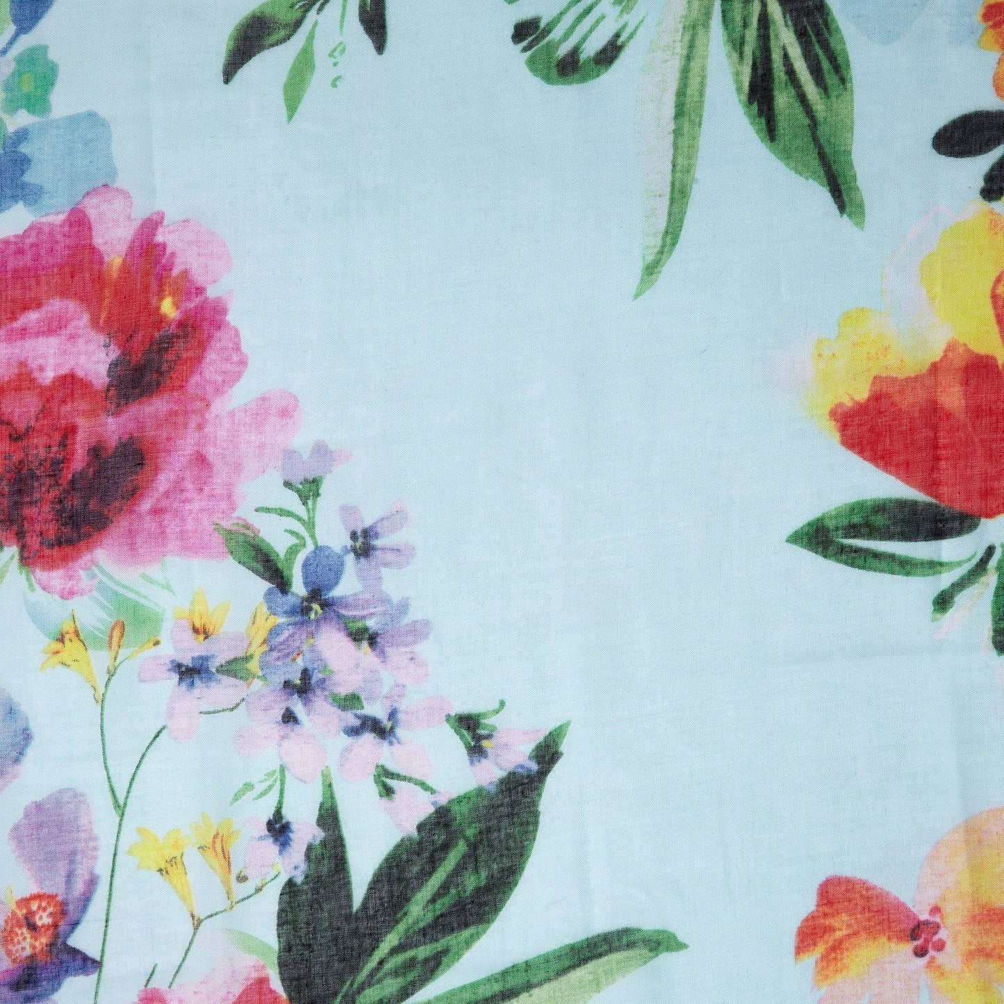 Watercolours Floral Scarf White pink aqua