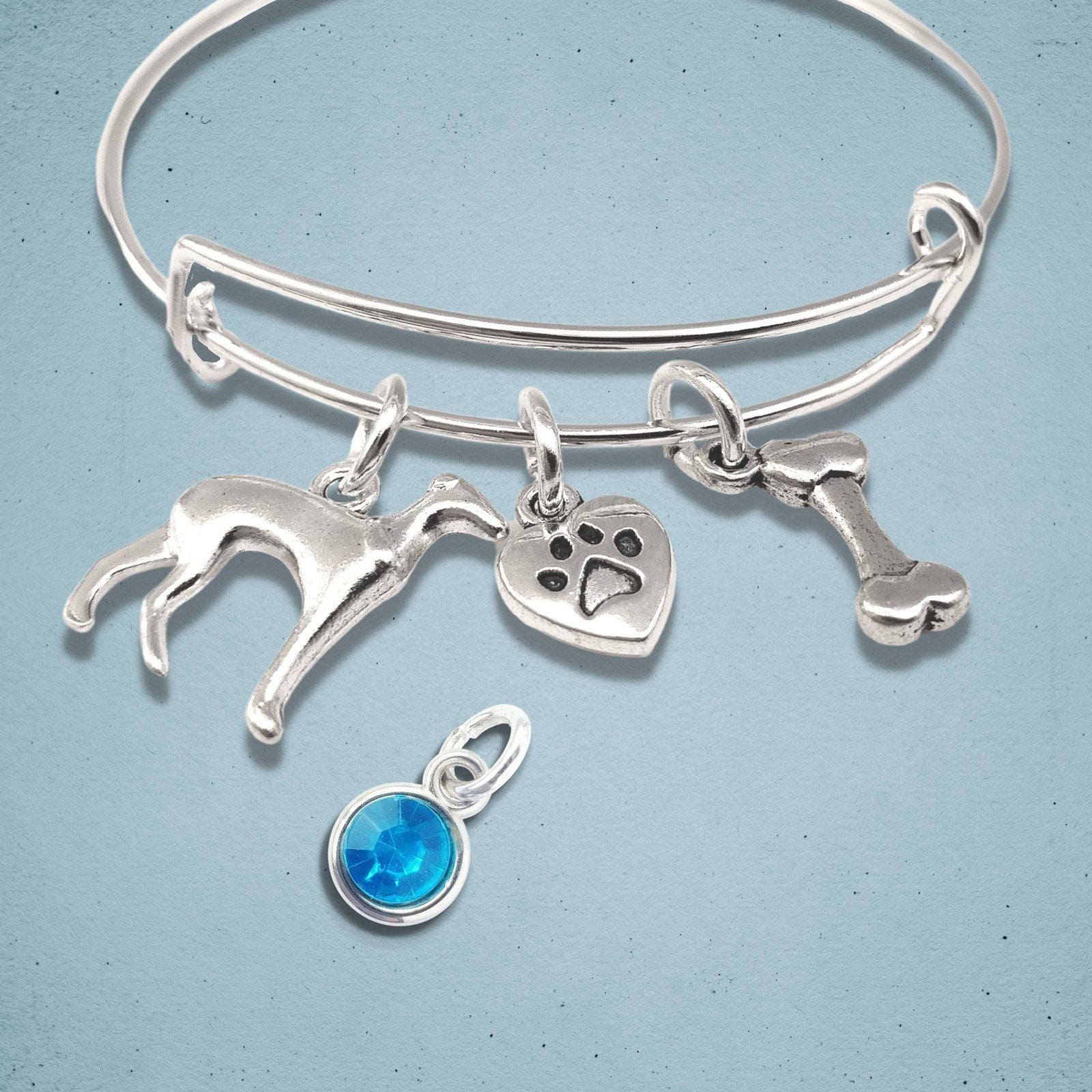 Whippet Charm Bangle Silver