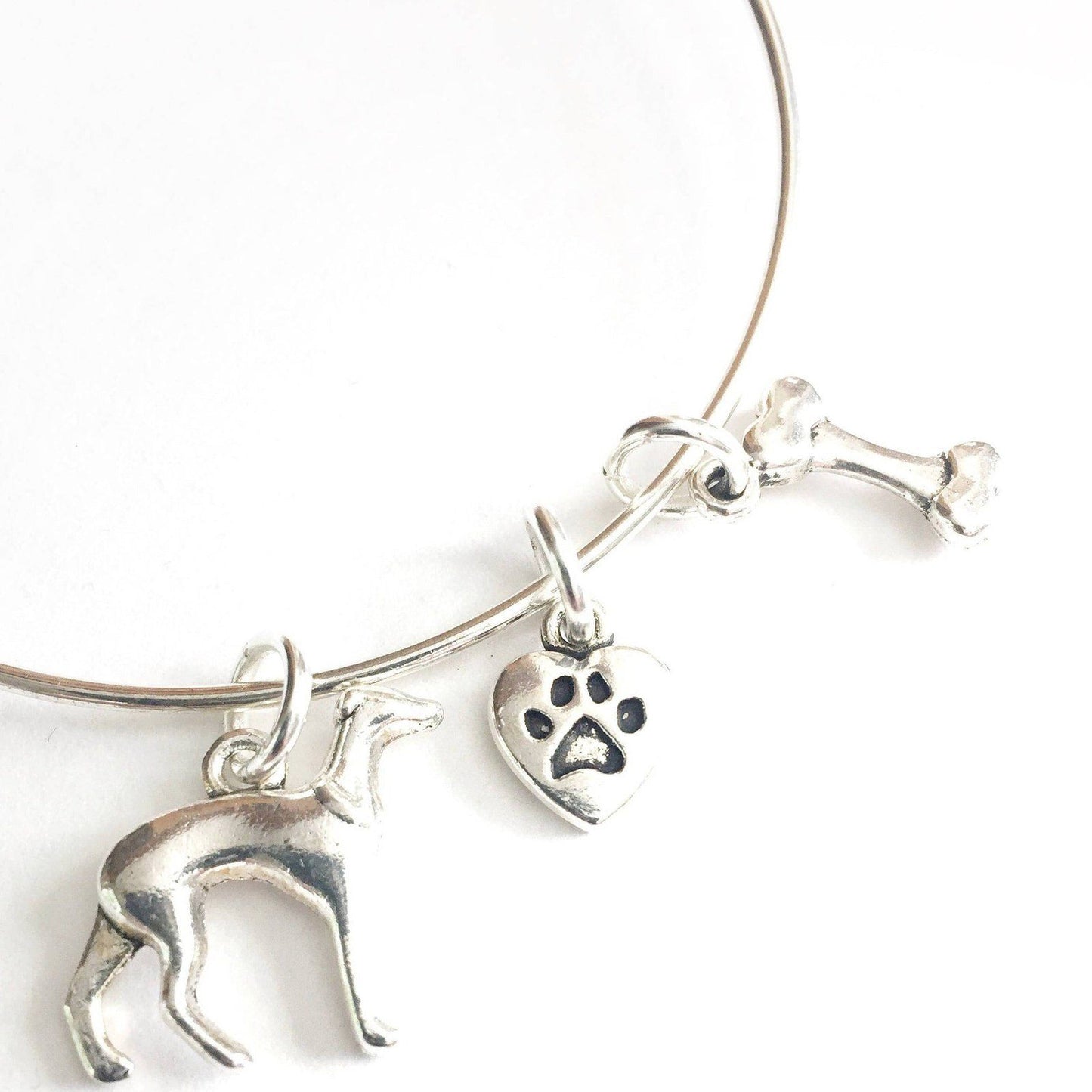 Whippet Charm Bangle Silver