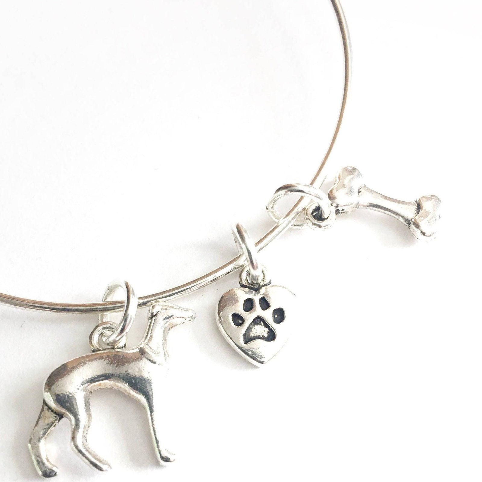 Whippet Charm Bangle Silver