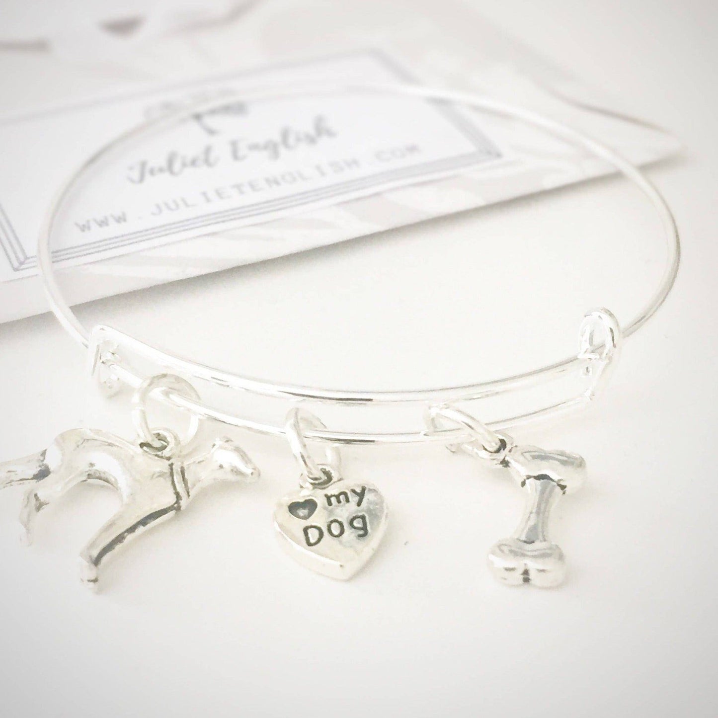 Whippet Charm Bangle Silver