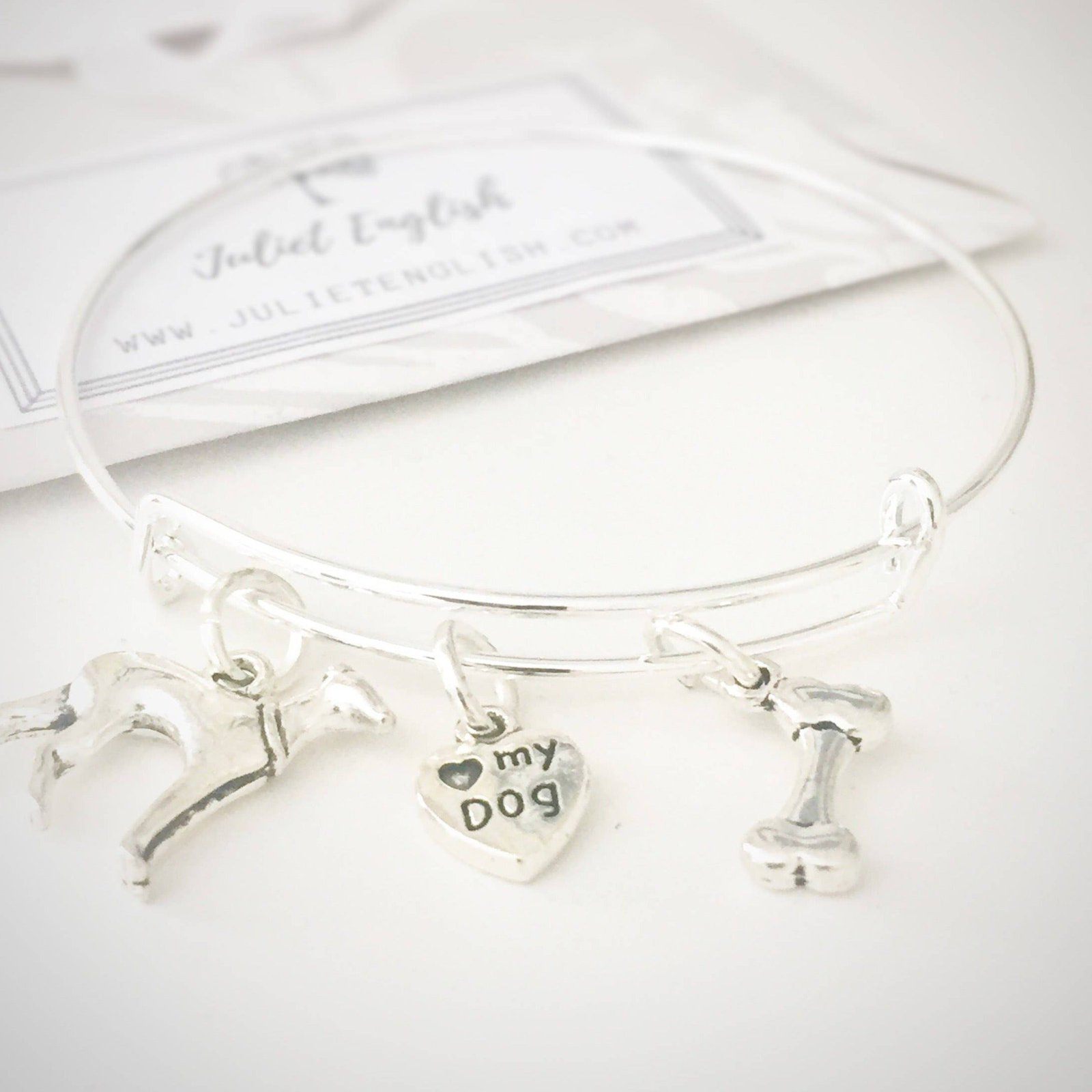 Whippet Charm Bangle Silver