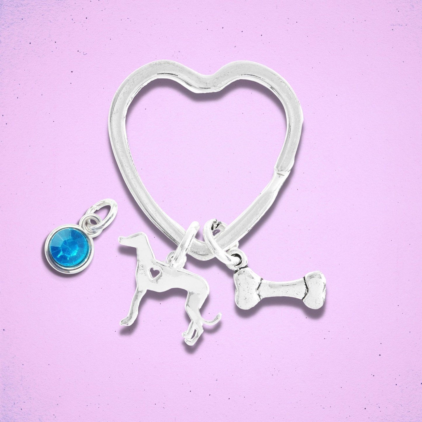 Whippet Greyhound Keyring Silver