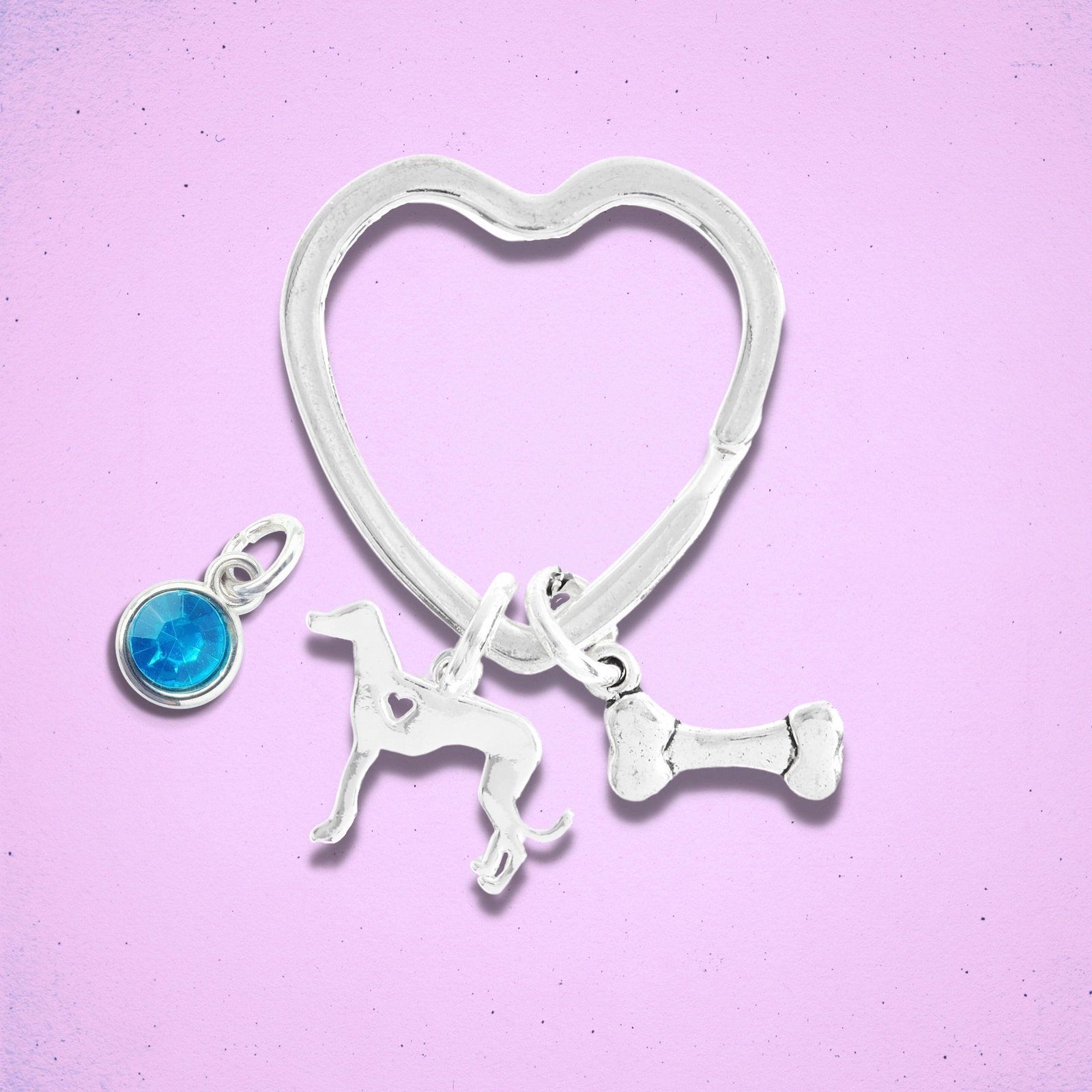 Whippet Greyhound Keyring Silver