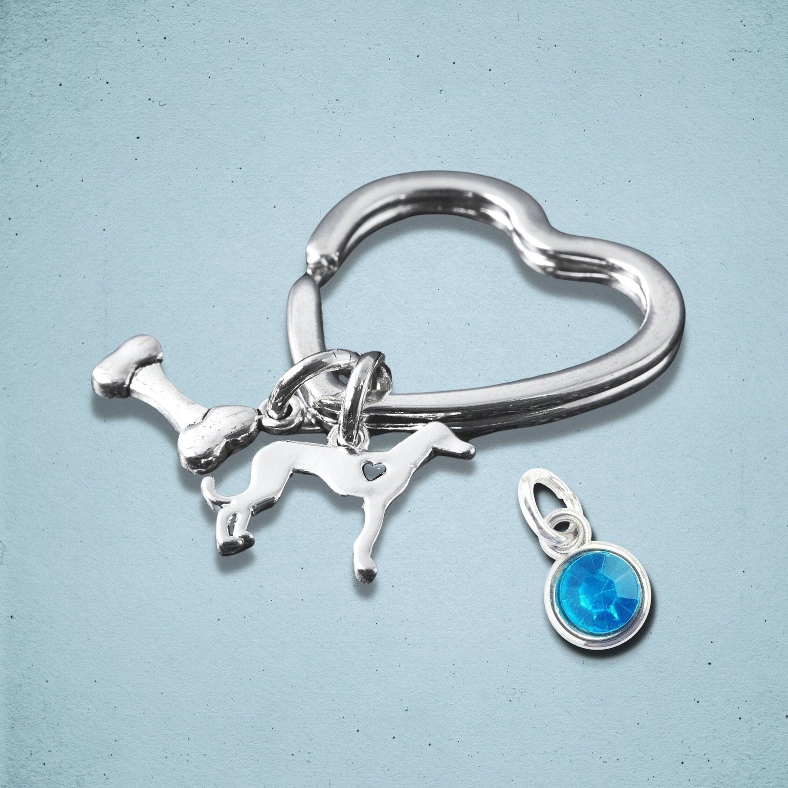 Whippet Greyhound Keyring Silver