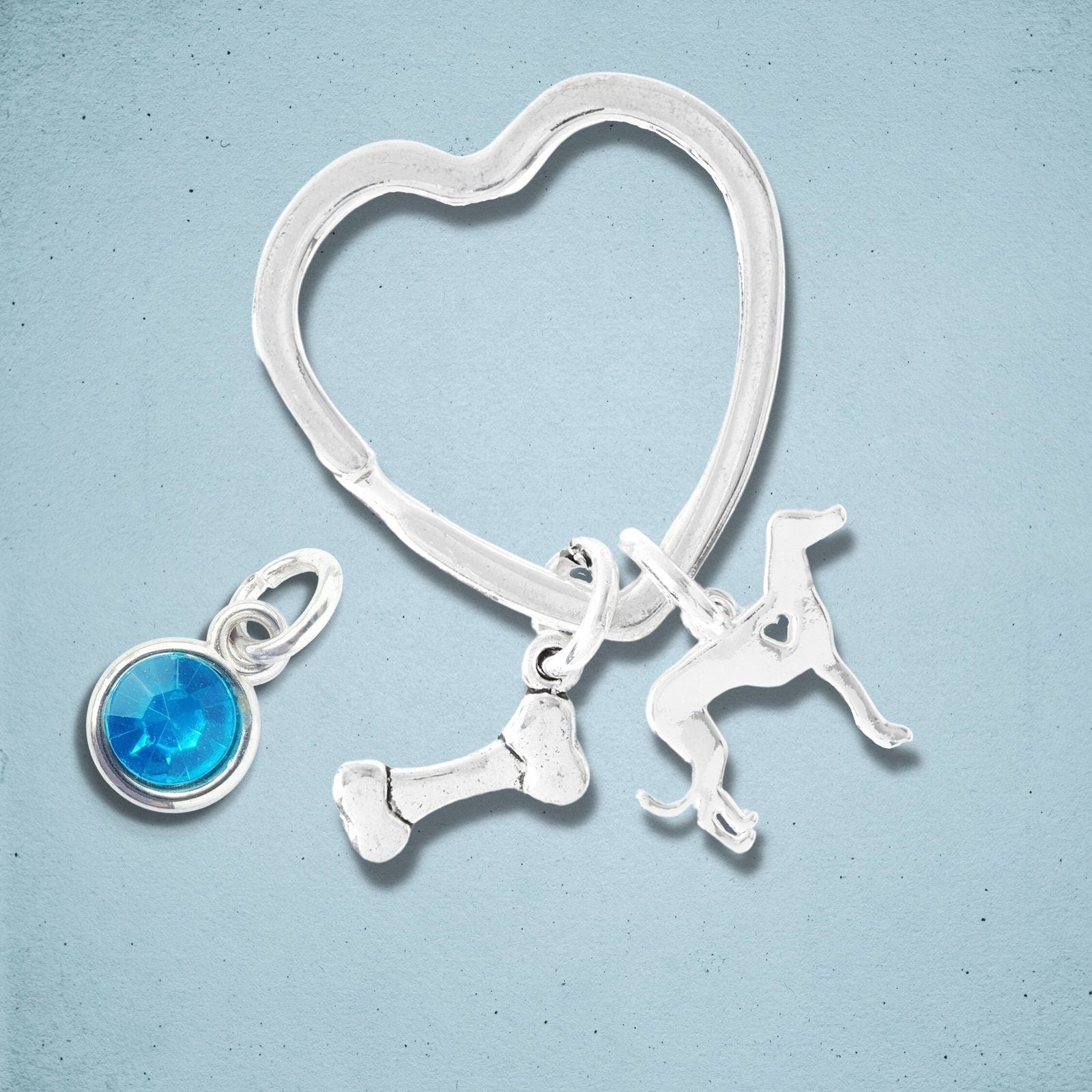 Whippet Greyhound Keyring Silver