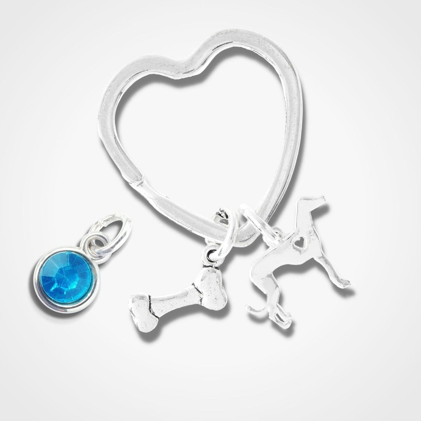 Whippet Greyhound Keyring Silver