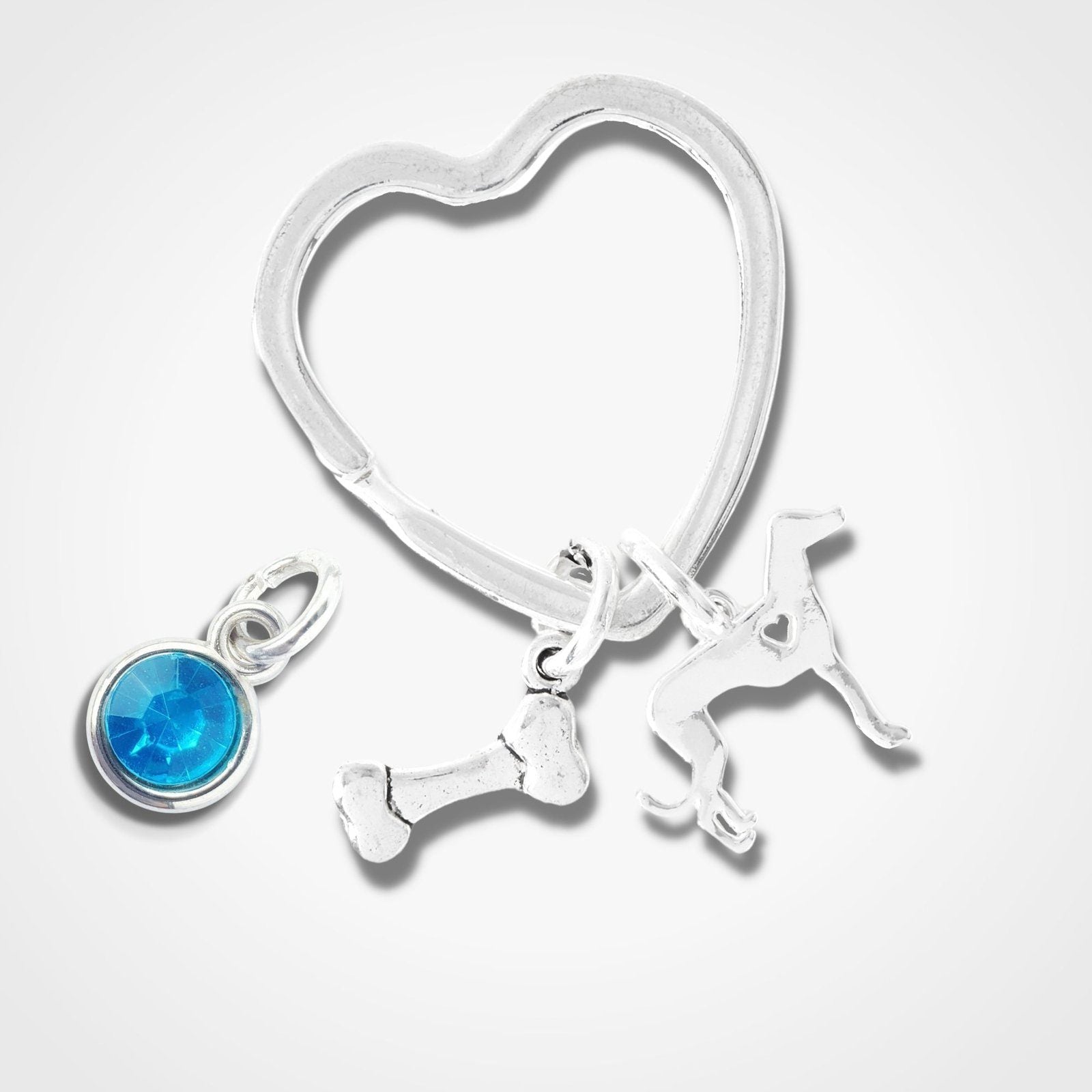 Whippet Greyhound Keyring Silver