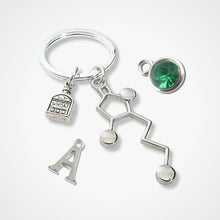 Load image into Gallery viewer, Whiskey Molecule Keyring Silver
