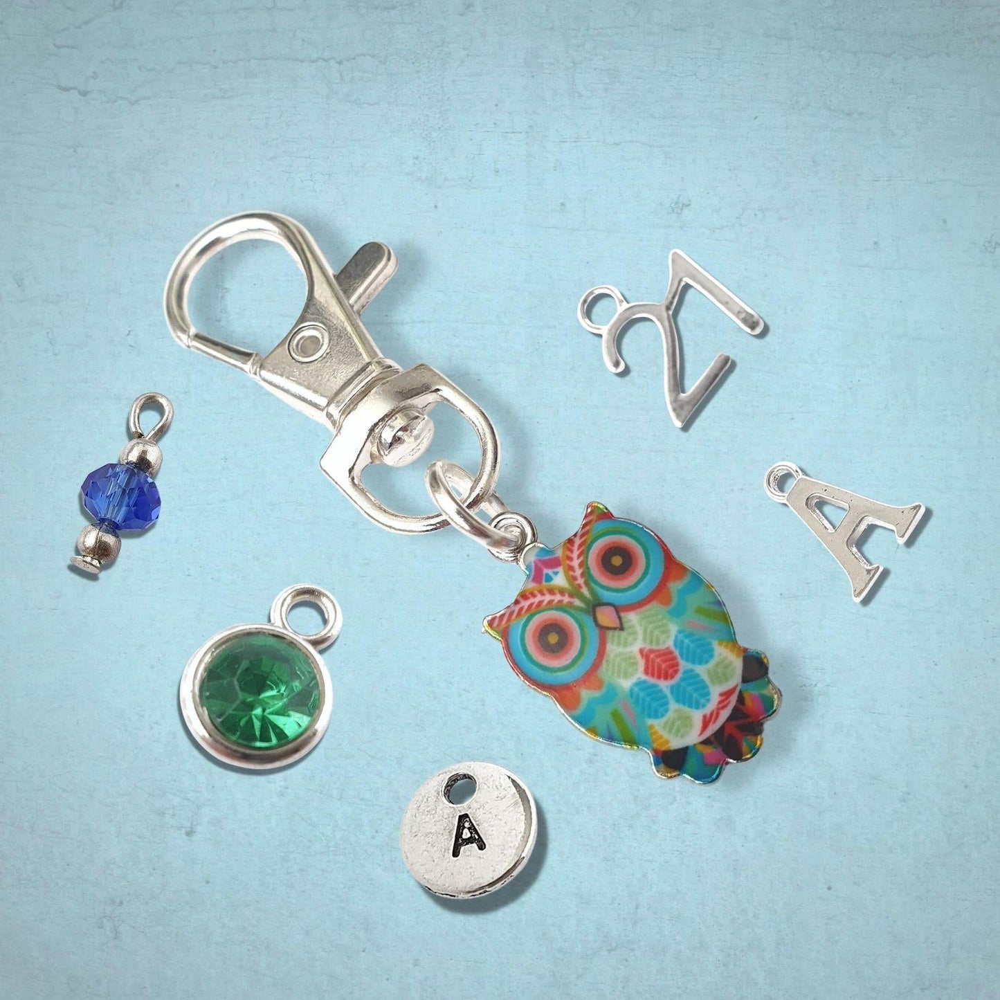 Wise Owl Bag Clip Silver Enamel
