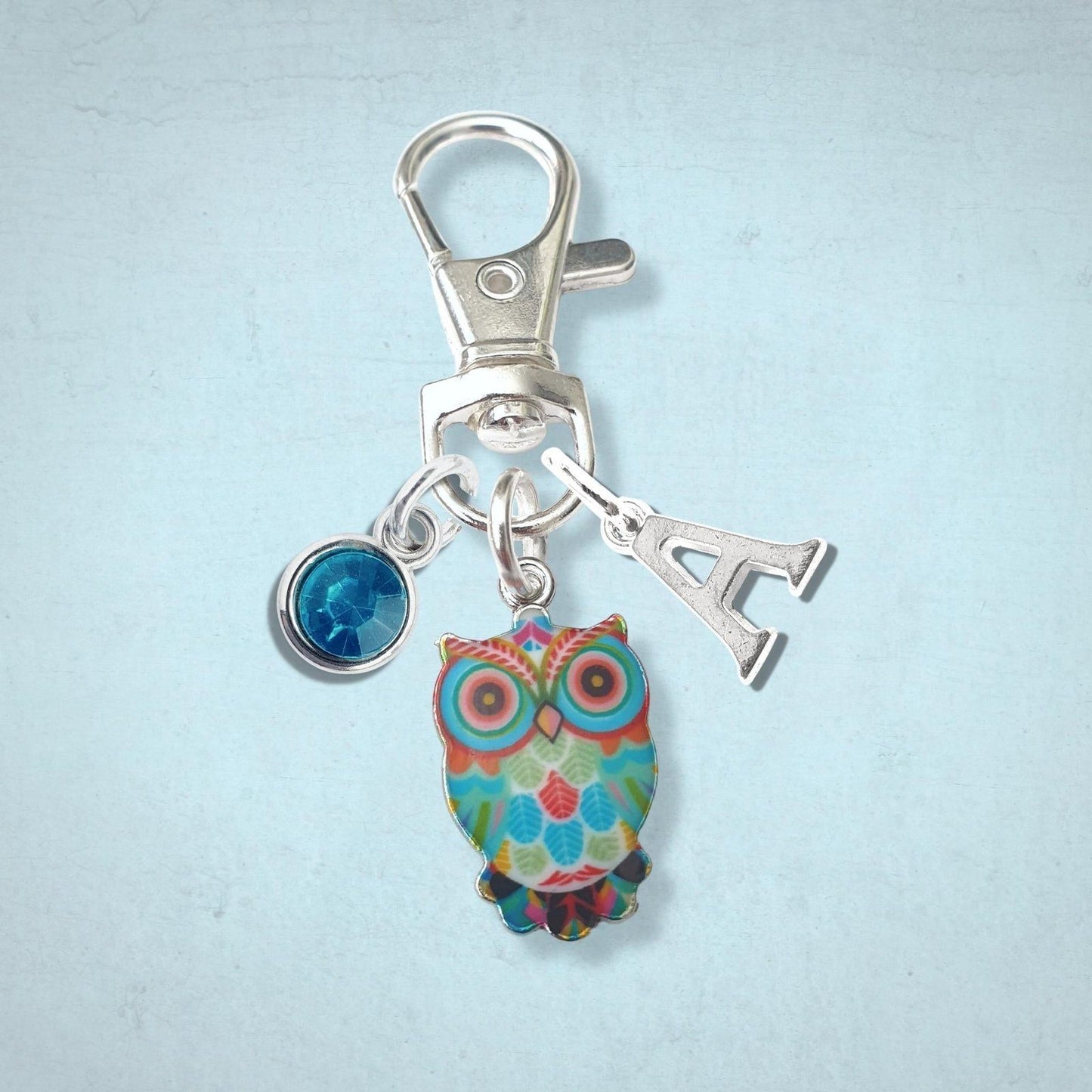Wise Owl Bag Clip Silver Enamel