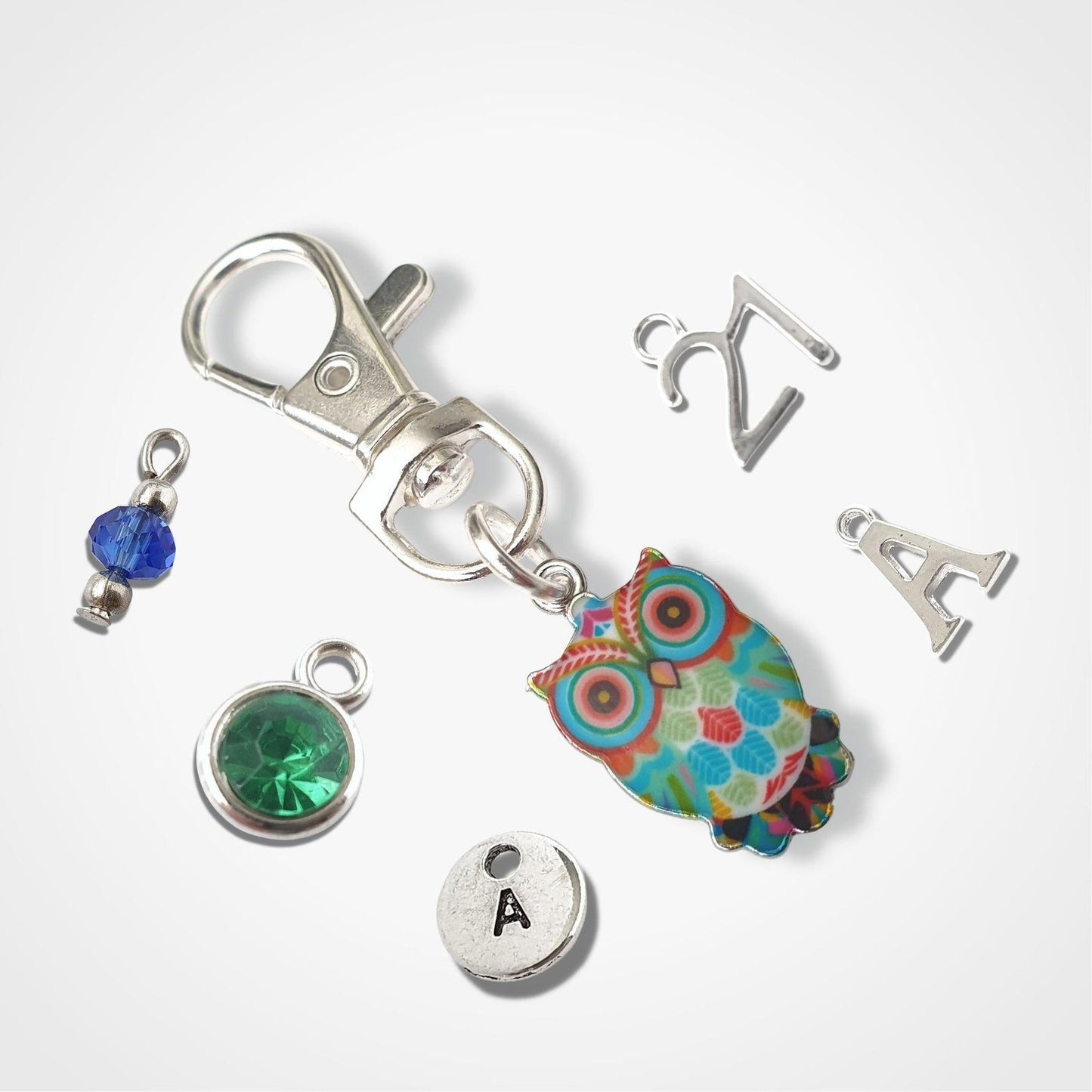Wise Owl Bag Clip Silver Enamel