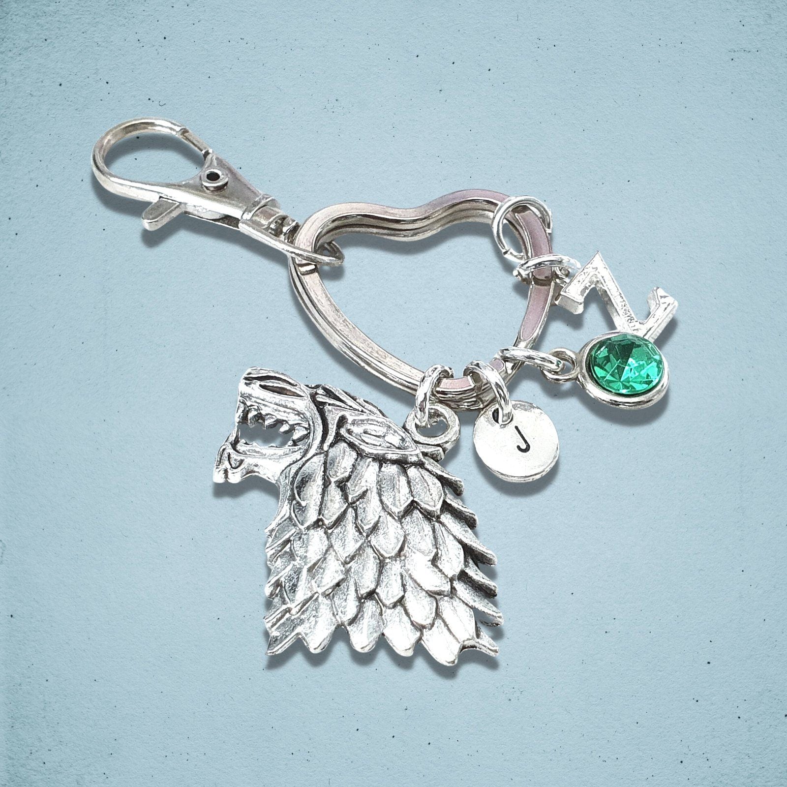 Wolf Head Keyring Silver