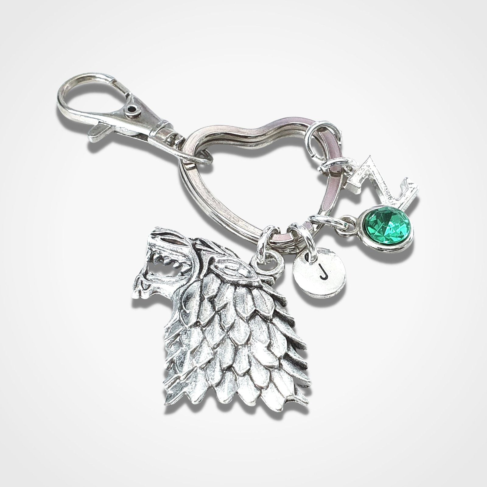 Wolf Head Keyring Silver