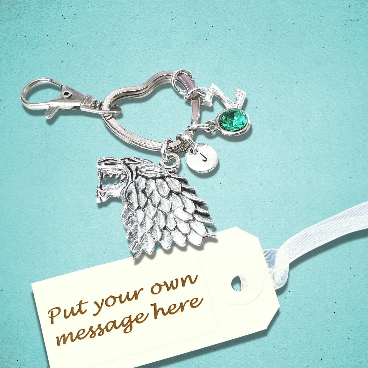 Wolf Head Keyring Silver