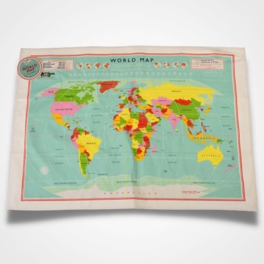 World Map Tea Towel