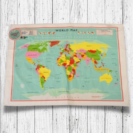 World Map Tea Towel