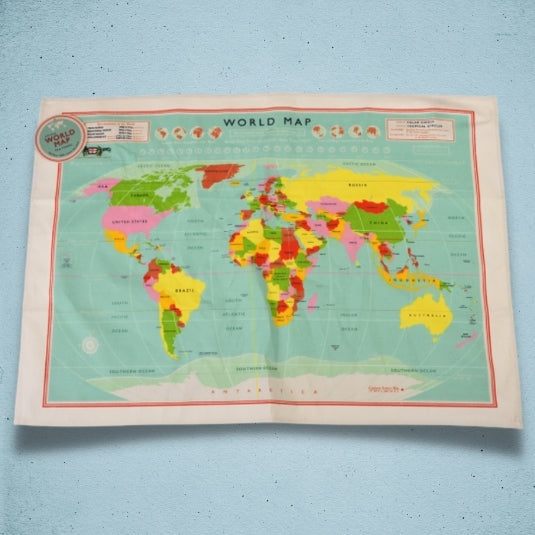 World Map Tea Towel